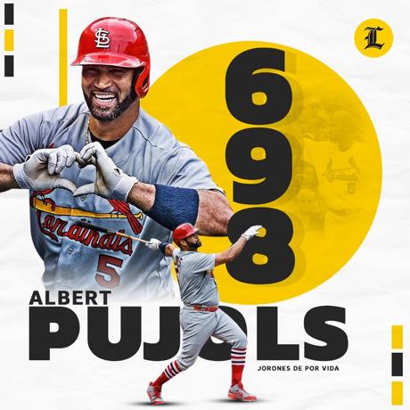 ¡A ley de 2! Albert Pujols conecta jonrón 698
