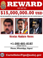 Estados Unidos mantiene vigente la recompensa de 15 millones de dólares por la captura del dictador Nicolás Maduro
