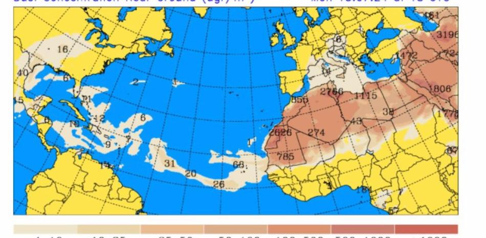 Polvo del Sahara y aguaceros aislados para este martes