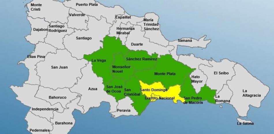 Elevan alerta amarilla para el Gran Santo Domingo y verde para otras siete provincias