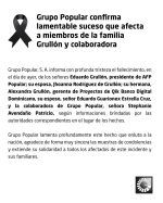 Banco Popular confirma el deceso de miembros de la familia Grullón en tragedia del Jet Set