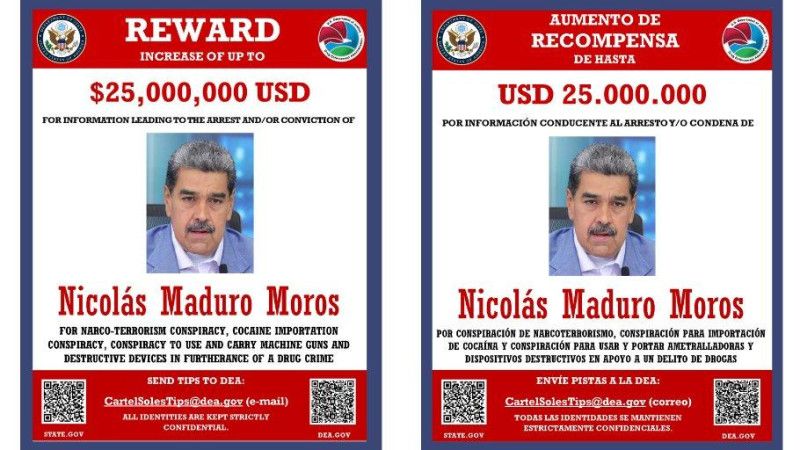 EEUU ofrece hasta US$ 25 millones por información que los ayude a arrestar a Nicolás Maduro