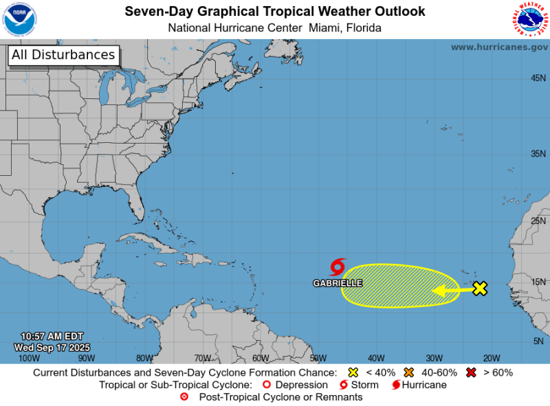 Se forma la tormenta Gabrielle con la perspectiva de ser huracán el domingo