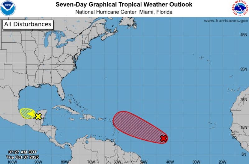 Vigilan perturbación 1 con probabilidad de 90 % de convertirse en ciclón en próximas 48 horas
