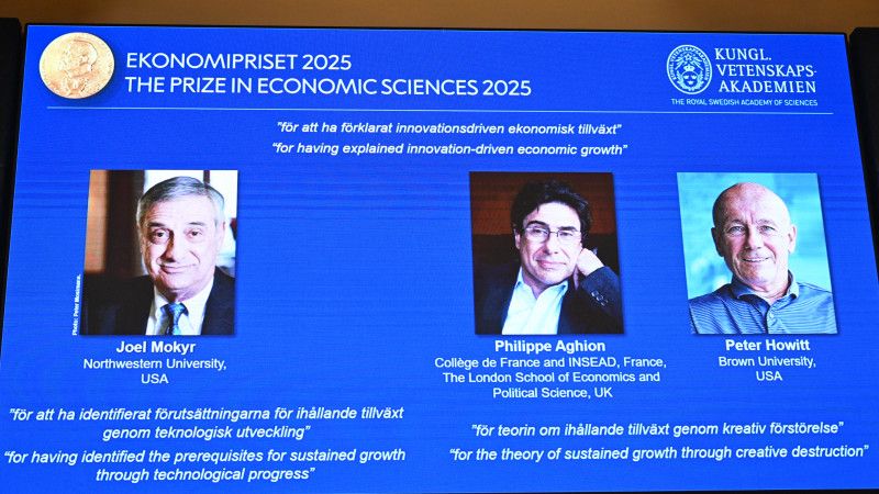 El Premio Nobel de Economía 2025 es para Joel Mokyr, Philippe Aghion y Peter Howitt