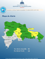 COE: Seis provincias en alerta amarilla y 18 en verde por lluvias