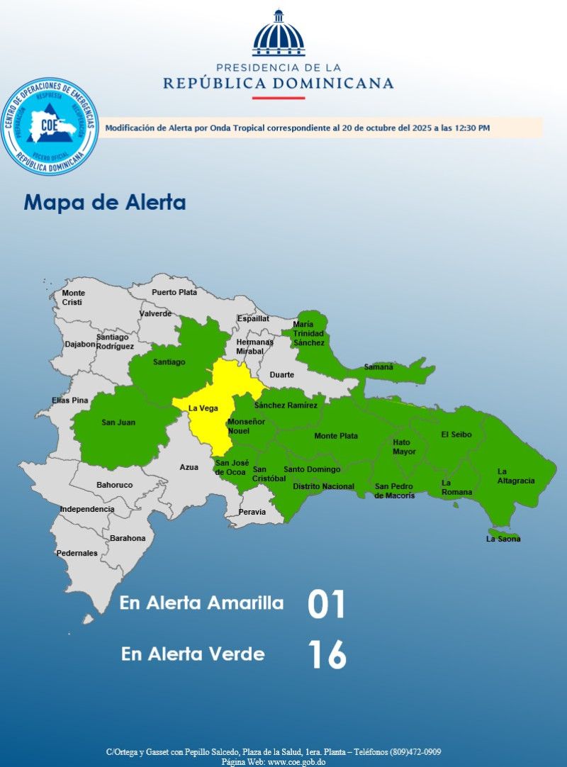 Dan estricto seguimiento a onda tropical; 17 provincias en alerta