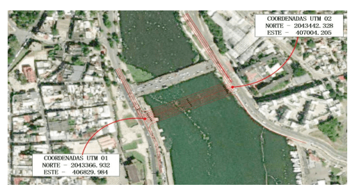La línea roja de la imagen representa el lugar donde estará el puente basculante.