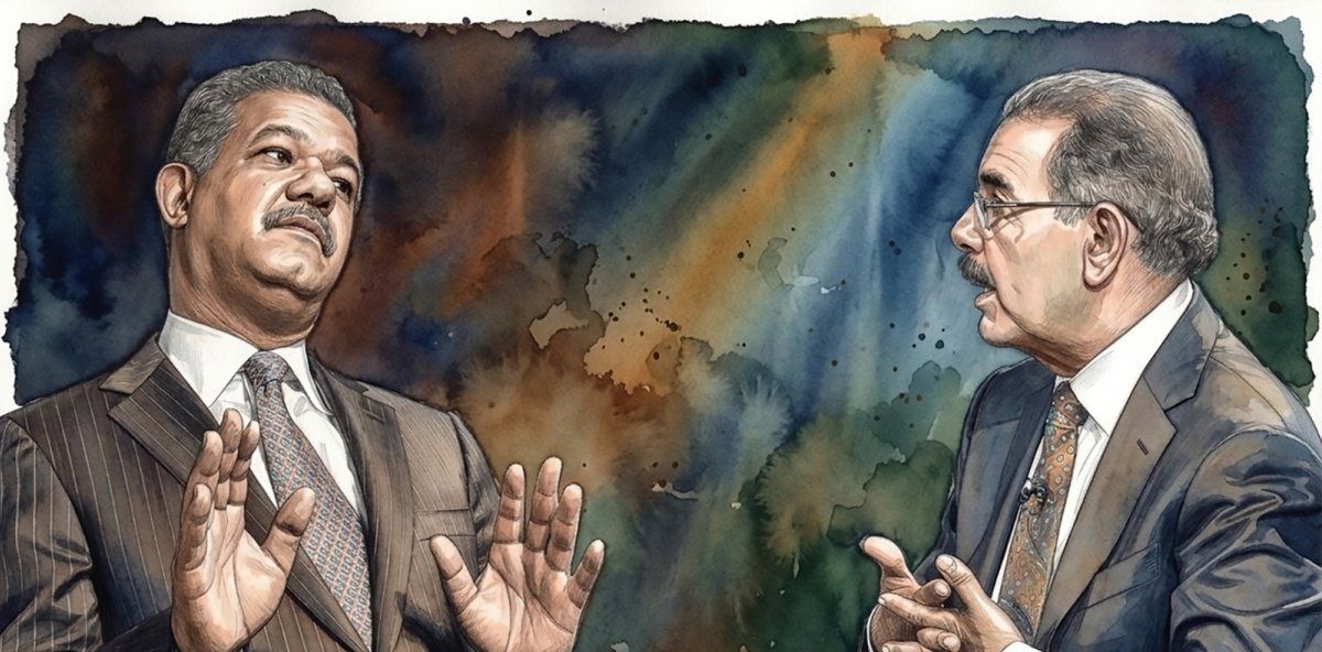 Ilustración de los expresidentes Leonel Fernández y Danilo Medina.