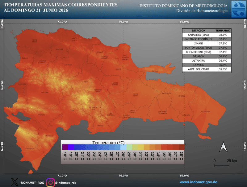 Dominicanos experimentan temperatura de 38.3 grados y sensación térmica superior a 40 Dominicanos experimentan temperatura de 38.3 grados y sensación térmica superior a 40