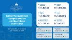 Gobierno congela precios de combustibles principales