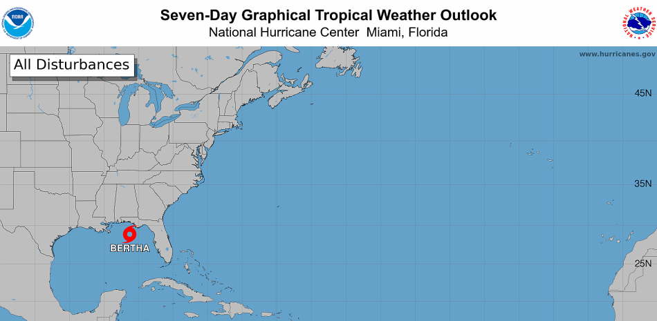 La tormenta Bertha amenaza con marejada ciclónica la costa norte del golfo de México La tormenta Bertha amenaza con marejada ciclónica la costa norte del golfo de México