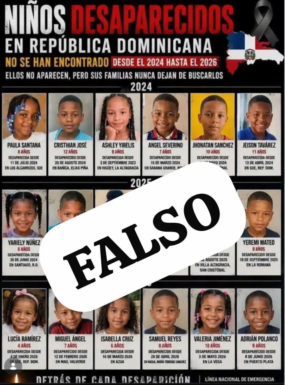Policía Nacional desmiente supuesta lista de 18 niños desaparecidos que circula en redes sociales