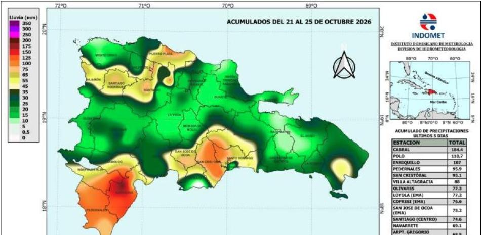 Las lluvias registran acumulados de hasta 221 milímetros en octubre