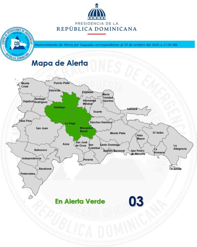 COE reduce a tres las provincias en alerta verde y mantiene activos los planes de contingencia