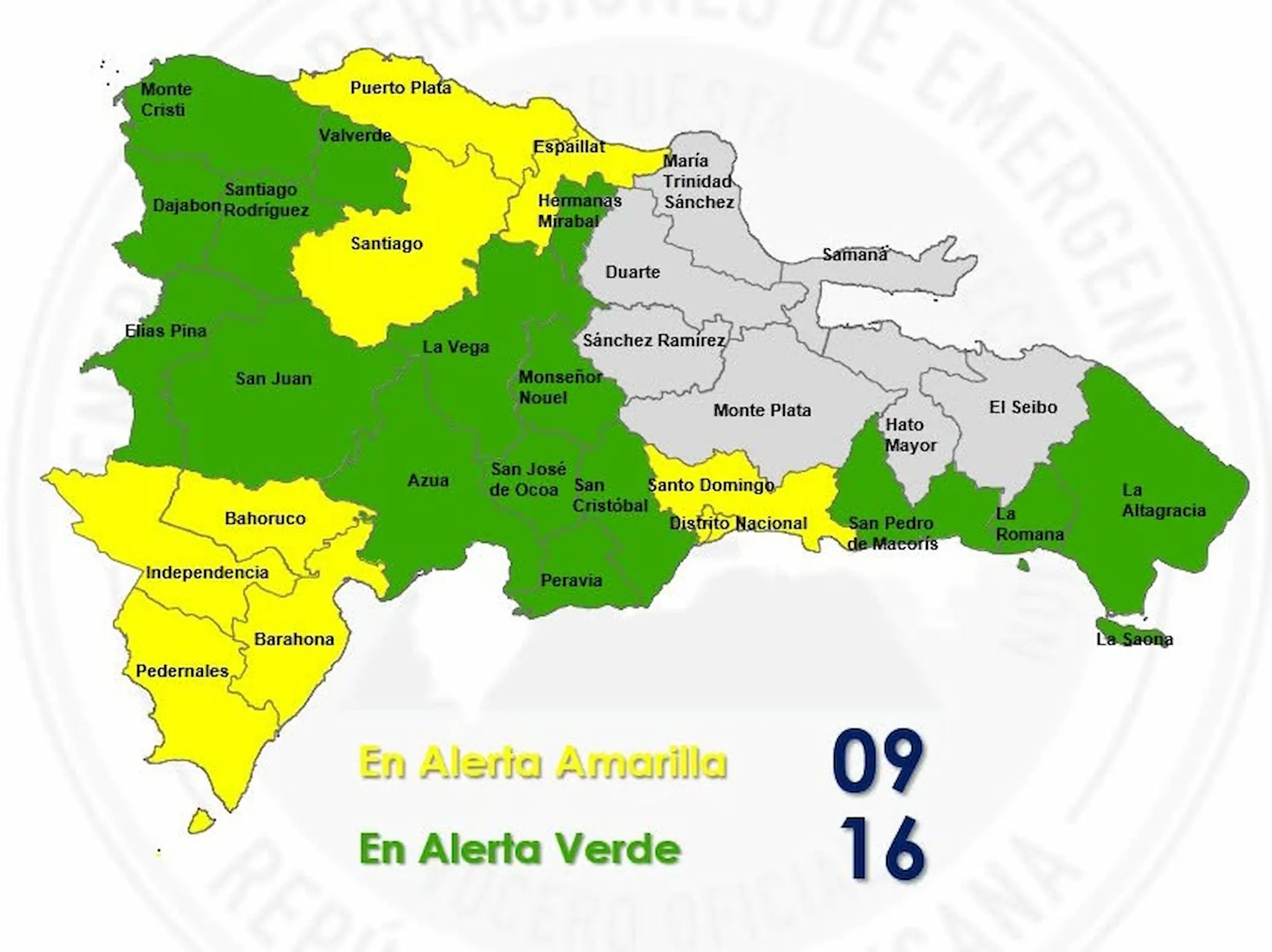 COE amplía alerta amarilla a nueve provincias por lluvias